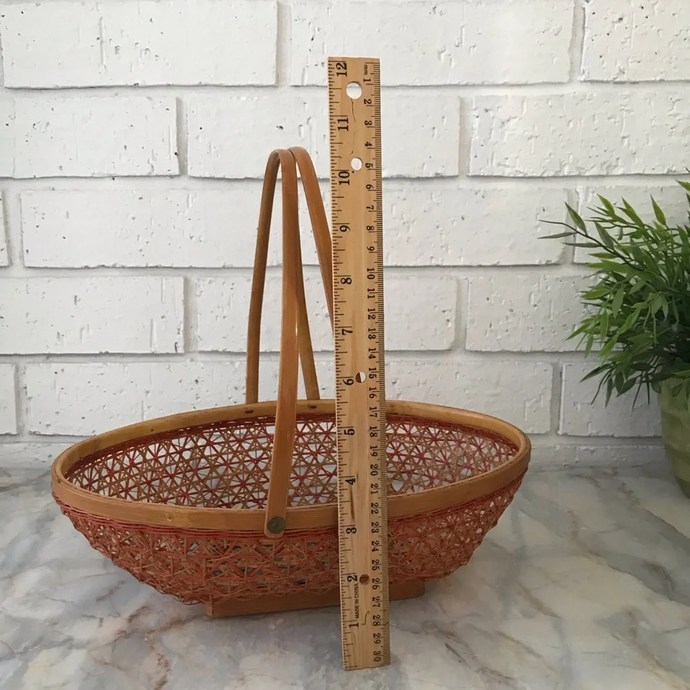 Handcrafted Orange & Brown Danty Oval Woven Basket